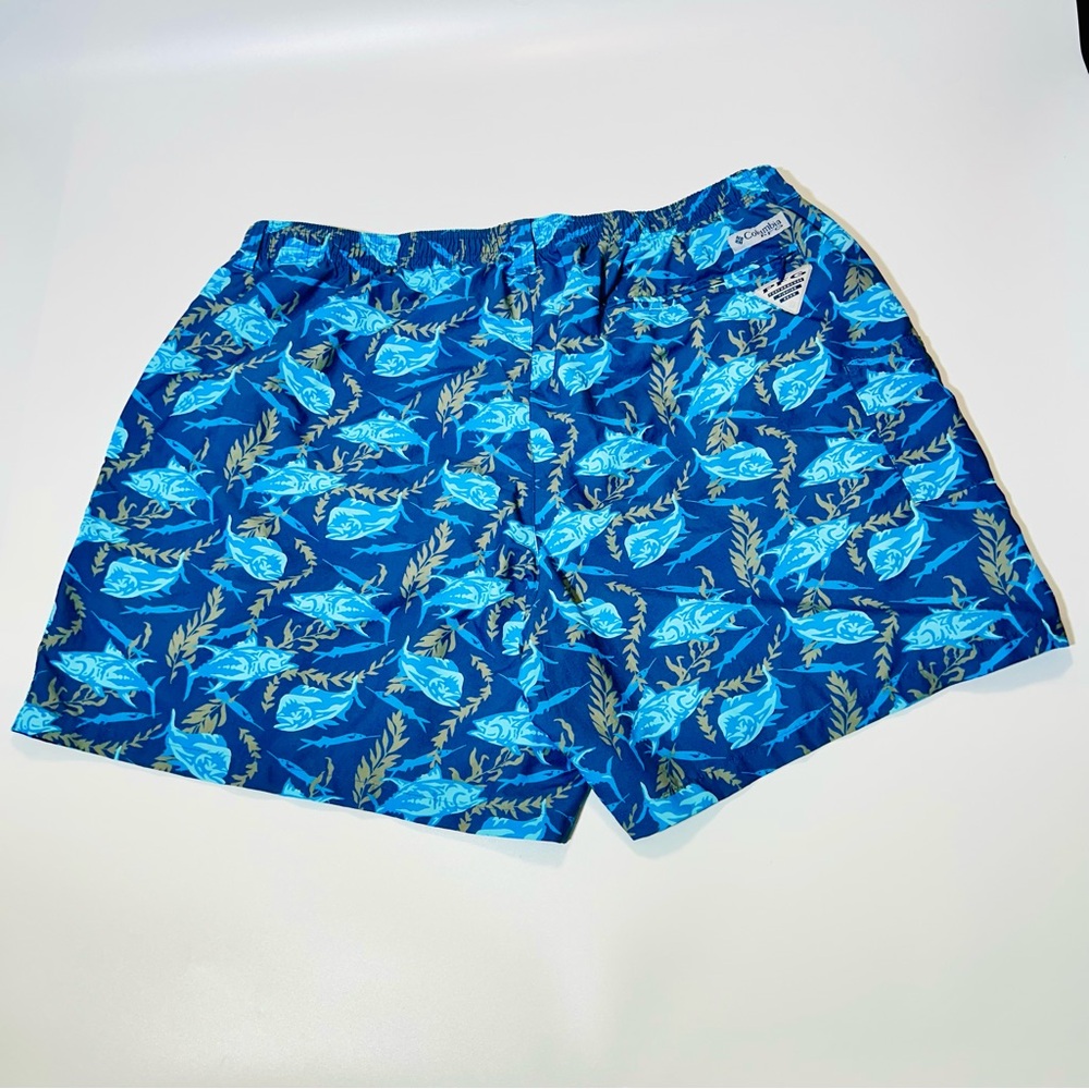 Columbia PFG swim trunks Super Backcast Water Short Blue Fish Print men Size XXL - Picture 2 of 9